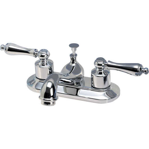 Home Impressions Chrome 2-Handle Lever 4 In. Centerset Bathroom Faucet with Pop-Up